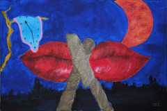 Das Schweigen (frei n. Dali, Acryl 40x50, Nov.2014)