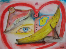 Banane (frei n. S.Dali, aquarell, 30x40, Feb. 2007)