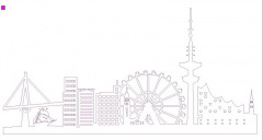 Skyline Hamburg (Birke 3mm dick gelasert, März 2021)